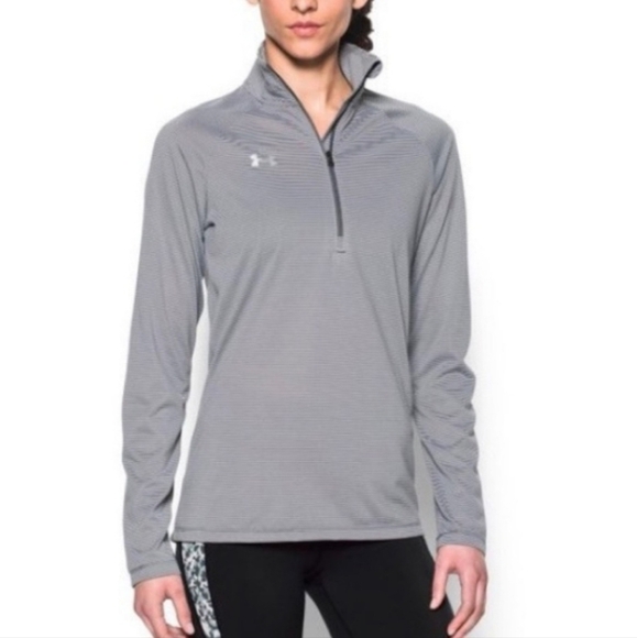 Under Armour Women's Graphite Steel Stripe Tech 1/4 Zip - Picture 1 of 5